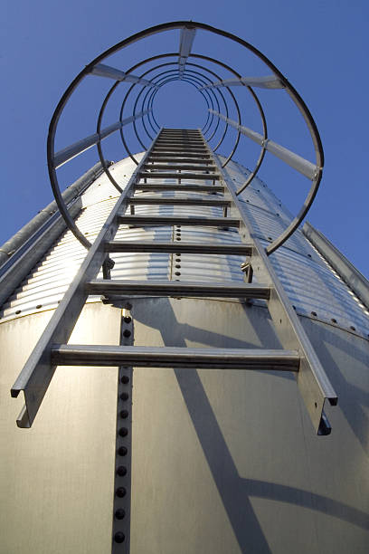 Ladder to success Bottom view of silo ladder ship funnel stock pictures, royalty-free photos & images