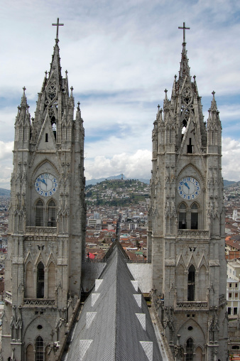 The Basilica of the National Vow is a Roman Catholic church located in Quito, Ecuador. Consecreated in 1988, remains unfinished. The building is noted for its grotesques in the form of native animals.