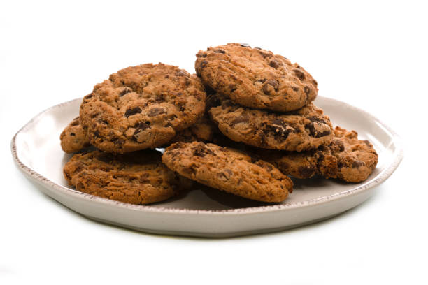 istock Chocolate chip cookies on a plate 1470151016