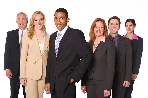 istock Multi-ethnic business group headed by attractive man 147015165