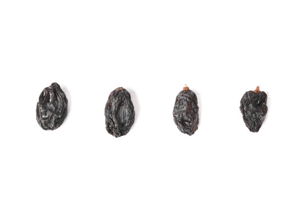 Closeup shot black currant dry on white background