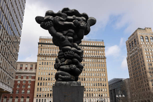 Philadelphia, Pa. USA, Feb. 26, 2023: Government of the people statue by Jacques Lipchitz, Philadelphia, Pa. USA