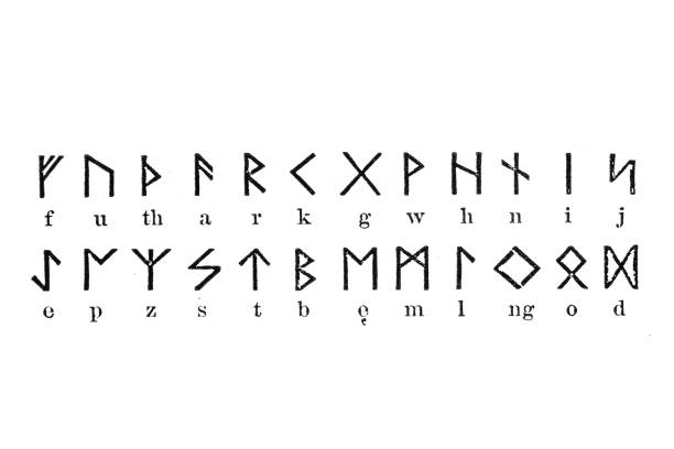 The common Germanic runic alphabet The common Germanic runic alphabet runes stock illustrations