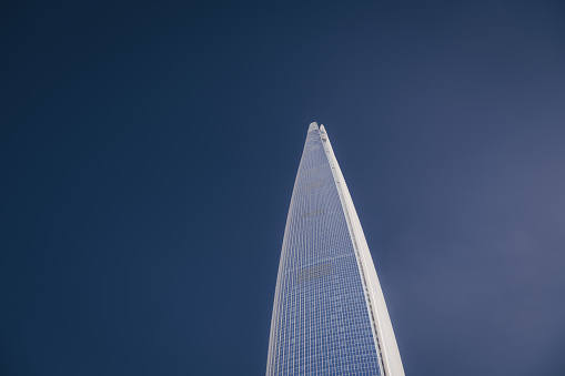 The Lotte World Tower in Seoul South Korea is one of the tallest skyscrapers in the world.