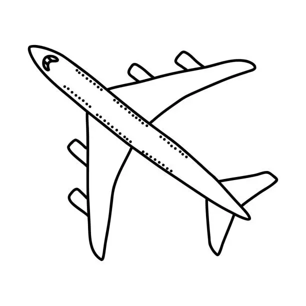 Vector illustration of Airplane Doodle Icon. Hand Drawn Symbol Vector