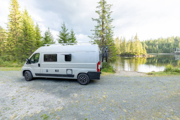 istock Van parked by the lake 1470157377