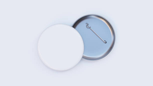 istock White pin badge mockup for display your graphic, pin badge mockup on white background. 1470158832
