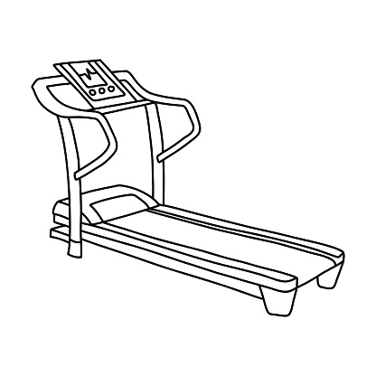 Treadmill Doodle Icon. Hand Drawn Symbol Vector