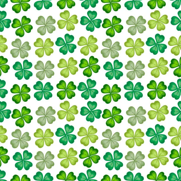 Vector illustration of Four-sheet green clover seamless for Saint Patrick s Day