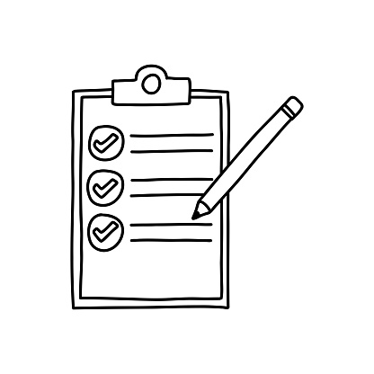Checklist Doodle Icon. Hand Drawn Symbol Vector
