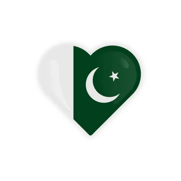Vector illustration of Heart Shaped Pakistan Flag Icon Vector Design.