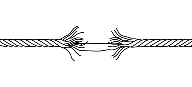 stockillustraties, clipart, cartoons en iconen met frayed rope about to break concept doodle. hand drawn symbol vector - zwakte