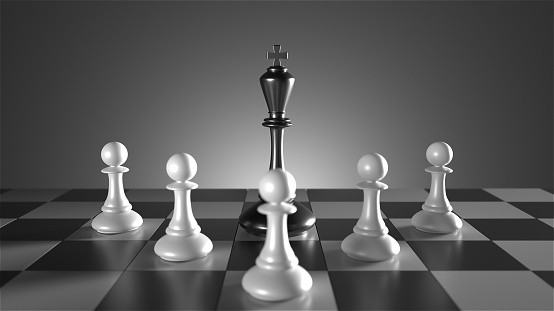 Chess king. Leader success concept. Business leader concept. 3d rendering