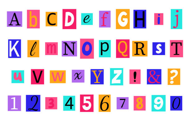 istock Alphabet in y2k, 90s style. Anonymous colorful letters cut from magazines. 1470164035