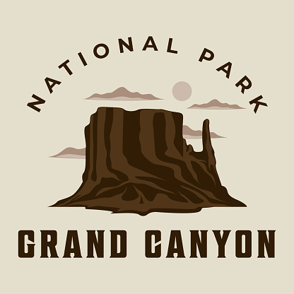 grand canyon  vintage vector illustration template icon graphic design. sign or symbol for america tourism business travel with retro typography style
