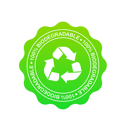 100 Biodegradable 100 Compostable Icon Logo Green Leaves In A Circle ...