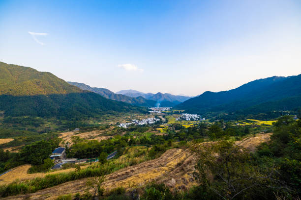 istock Autumn landscape of terraced fields and countryside 1470169374