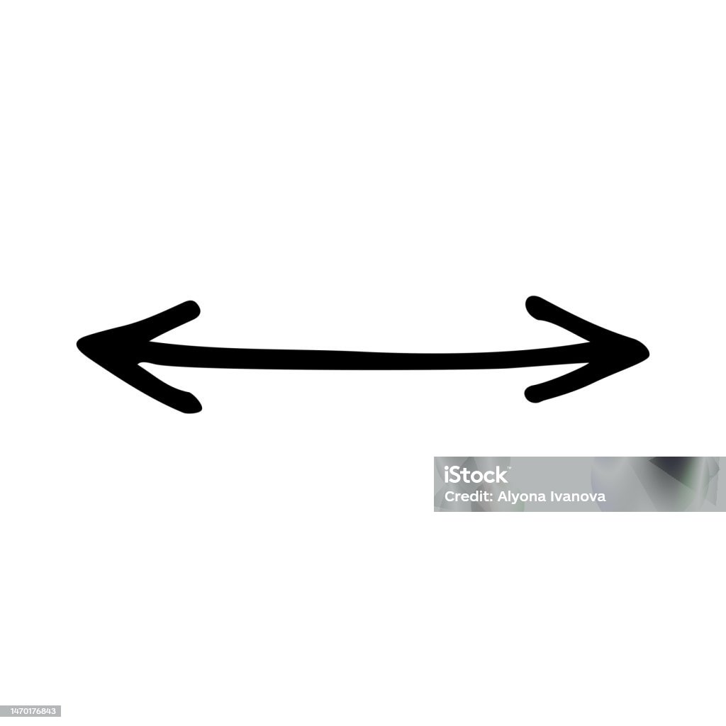 Drawings 2 Direction Vector Black Two Directions Arrow Doodle Style Isolated On White Stock ...