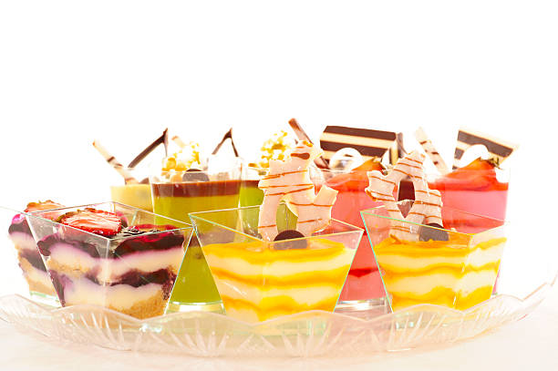 Assortment of colorful desserts stock photo