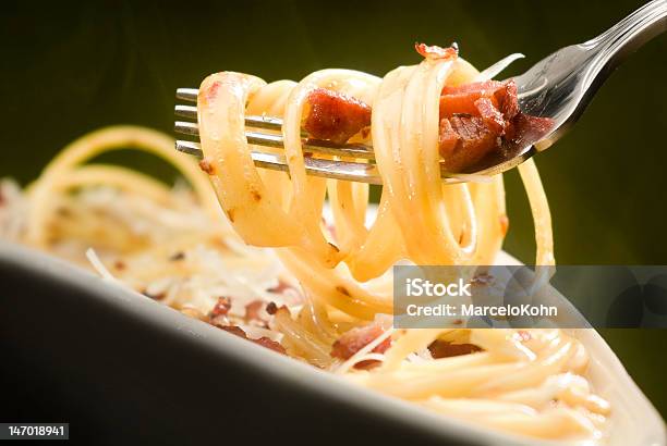 Spagetti Carbonara Stock Photo - Download Image Now - Carbonara Sauce, Fork, Spaghetti