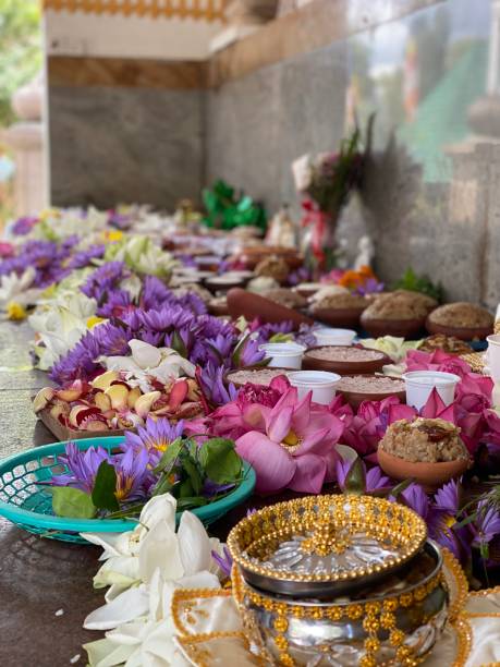 istock Flower Table at Avukana Buddha statue 1470197998