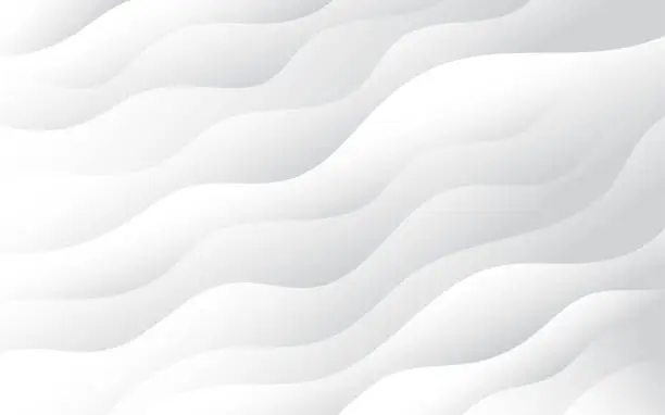 Vector illustration of Sea water waves, white stripes, flowing lines with light gray background vector