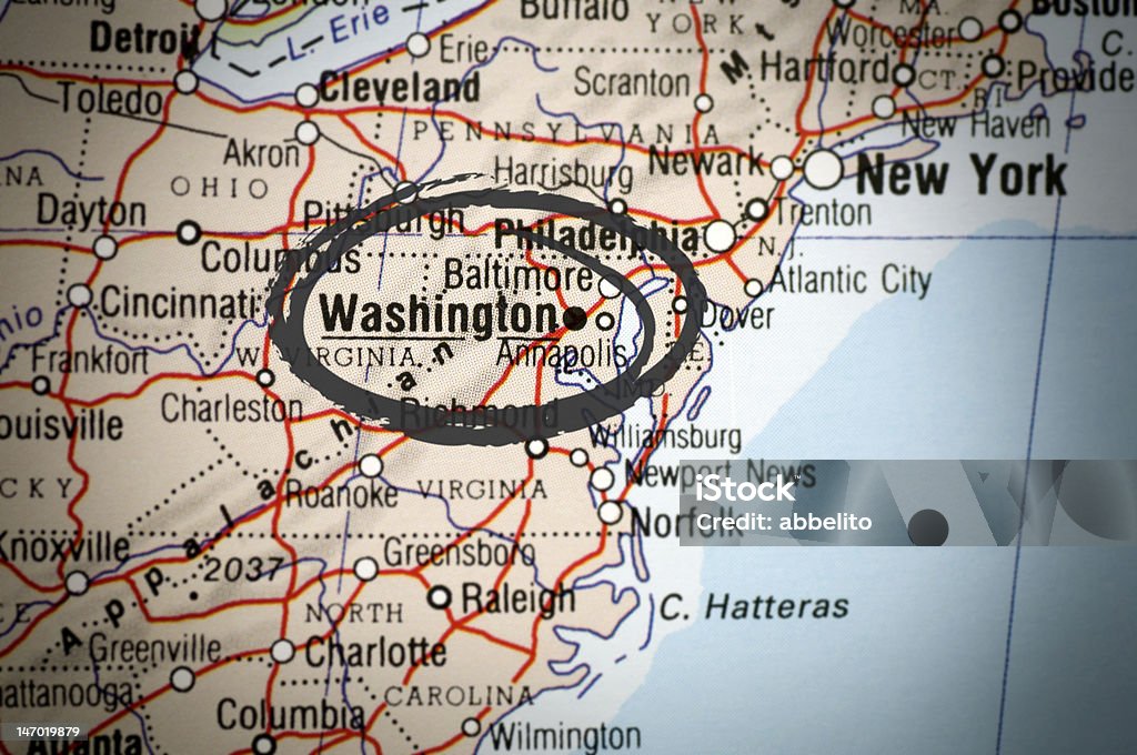 Map Washington size XL map of Washington with Washington highlighted and in focus. Map Stock Photo