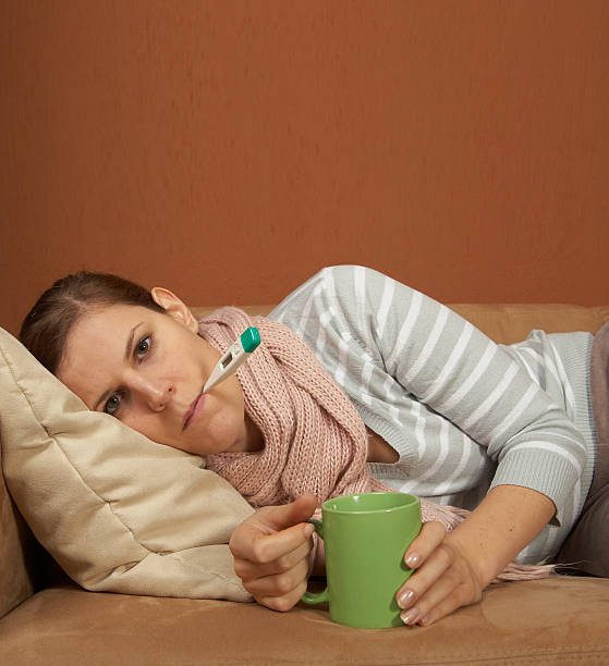 Sick at home stock photo