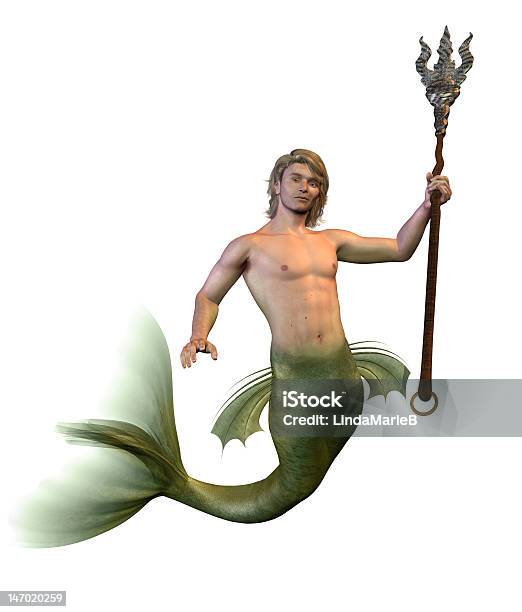 Foto de Tritão Com Tridente e mais fotos de stock de Tritão - Merfolk - Tritão - Merfolk, Ilustração e Pintura, Conto de Fadas