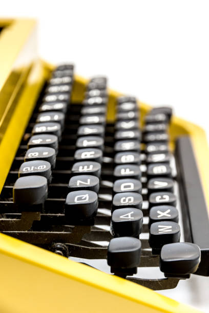 Vintage typewriter keyboard close up, macro shot stock photo