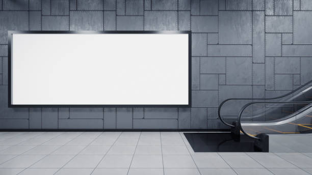istock 3D Render. Blank billboard in subway. Useful for your advertising. 1470206859