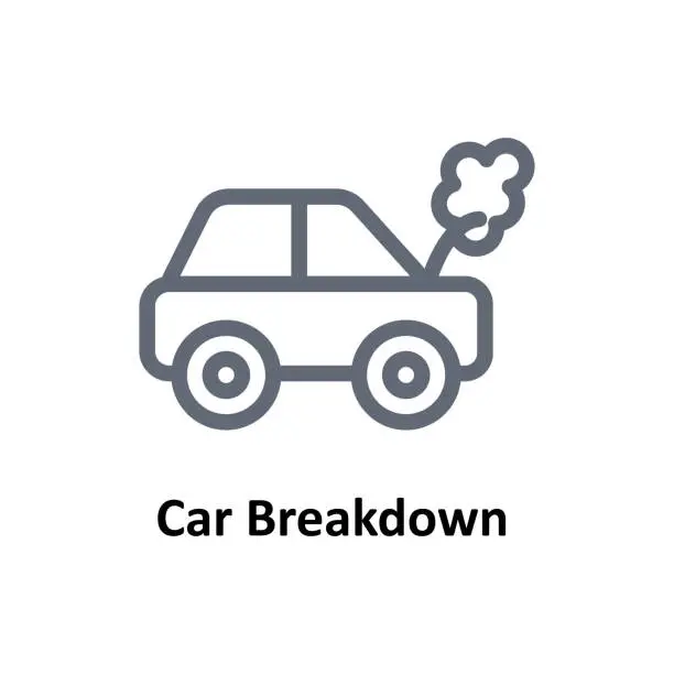 Vector illustration of Car Breakdown Vector Outline Icons. Simple stock illustration stock