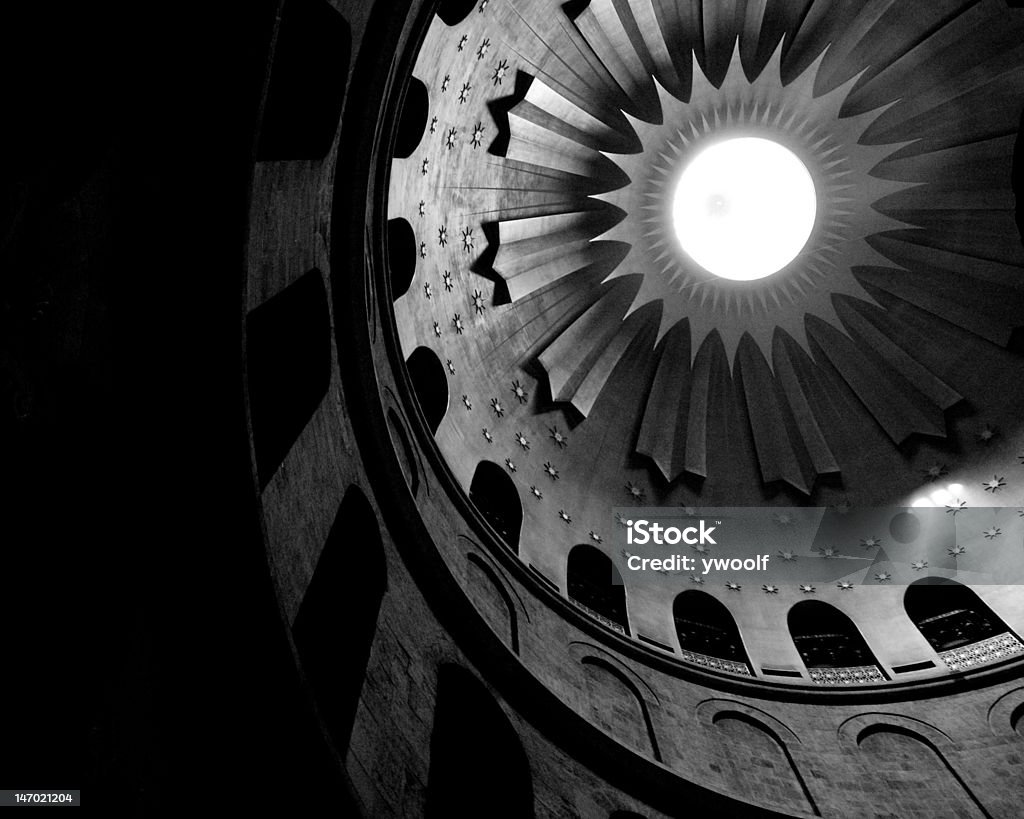 Church of the Holy Sepulchre Ceiling of the Church of the Holy Sepulchre. Architectural Dome Stock Photo