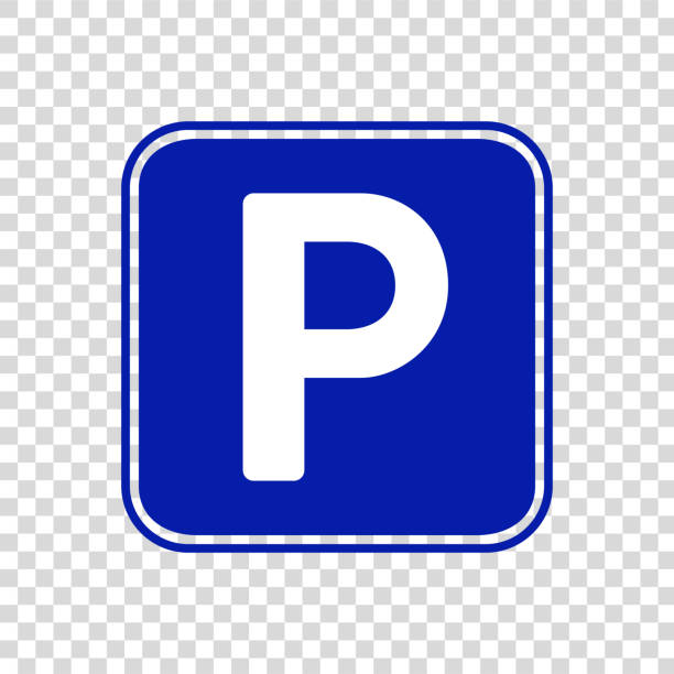 자동차 주차 간단한 아이콘은 투명 한 배경에 있습니다. - parking sign letter p sign symbol stock illustrations