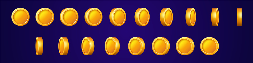 Animation Example Coin Turn Gold Coins Turn Around Animation Set Stock Illustration - Download ...