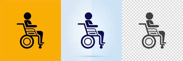 Vector illustration of Wheelchair man icon set.