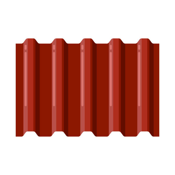 Metal profile panel for building. Industrial product for construction and renovation. Object for shop and warehouse. Metal profile panel for building. Industrial product for construction and renovation. Object for shop and warehouse in simple style. roof cladding stock illustrations