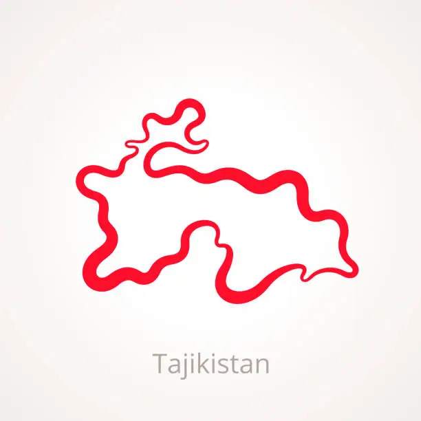 Vector illustration of Tajikistan - Outline Map