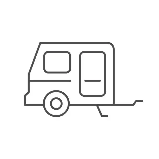 Vector illustration of Camper trailer line outline icon