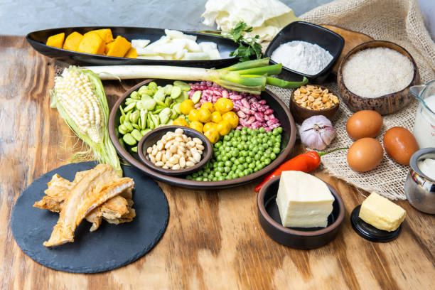 istock Fish, legumes, eggs and dairy, nutritious and healthy food 1470218339