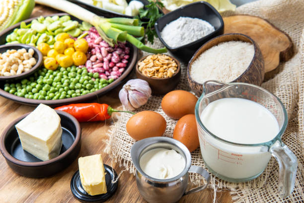 istock Close-up of legumes, eggs and dairy 1470218424