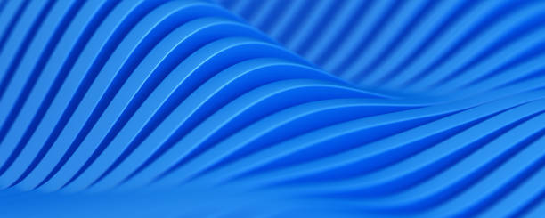 Blue stripes motion background. Technology wavy line 3d illustration.