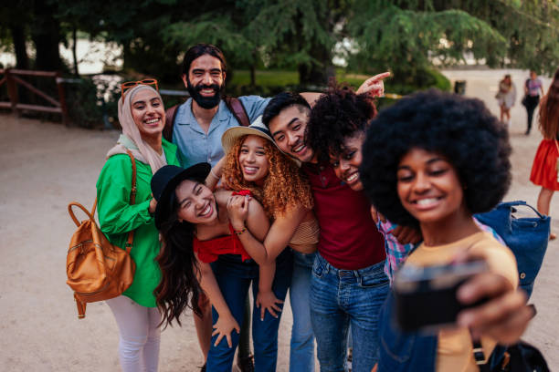 istock Friends taking selfie on holiday 1470221372
