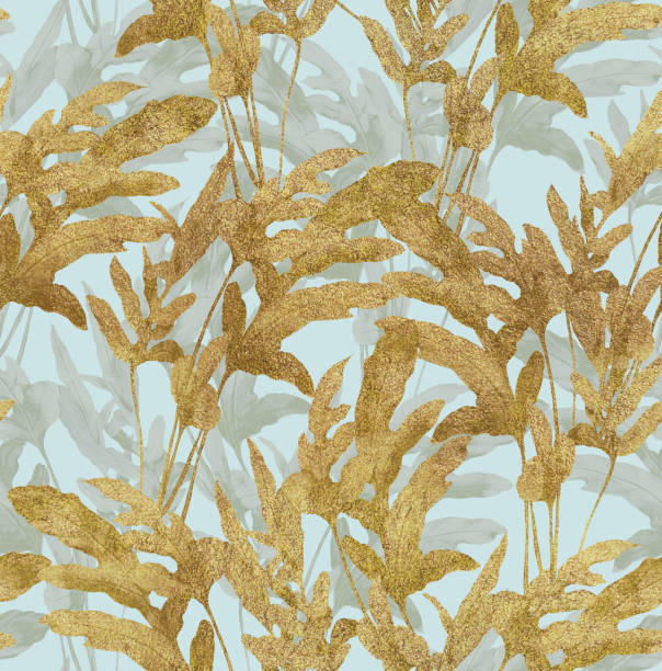 istock Seamless pattern with gold leaves. Background with fern leaves. 1470221519
