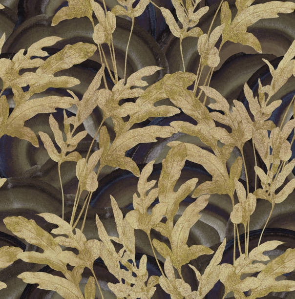istock Seamless pattern with gold leaves. Background with fern leaves. 1470222062