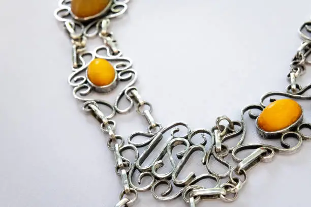 Polish official silver ceremonial chain with an amber eagle