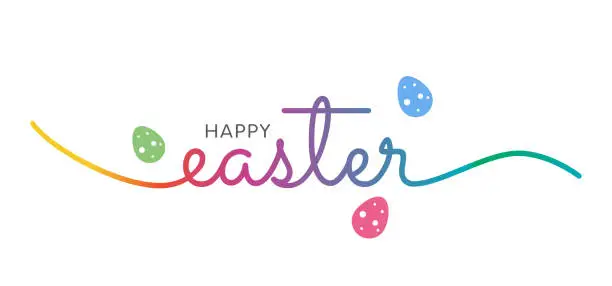 Vector illustration of Happy Easter lettering for Paschal greeting card. Vector springtime holiday on white background stock illustration