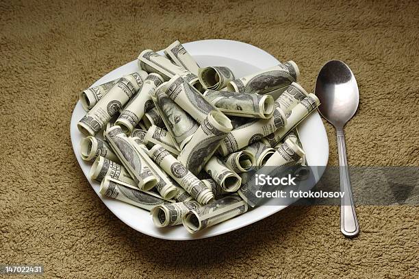 Money On The Plate Stock Photo - Download Image Now - Currency, Glass - Material, Green Color