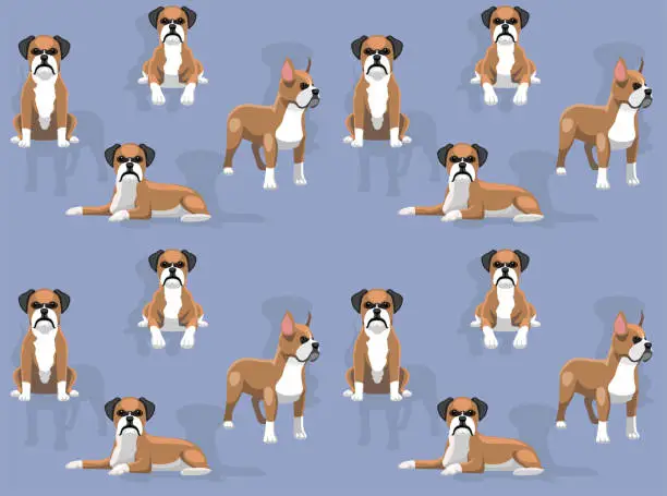 Vector illustration of Dog Boxer Cartoon Character Seamless Wallpaper Background