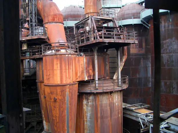 Mighty pipes of a former blast furnace plant in Völklingen Sarre